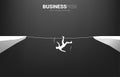 Silhouette of businessman falling down from rope walk way. Royalty Free Stock Photo