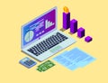 Concept business strategy. Analysis data and Investment. Business success.Financial review with laptop and infographic Royalty Free Stock Photo