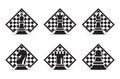 Concept of Business Strategy With Chess Figures On A Chess Board Modern Vector Illustration Set