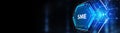 The concept of business, technology, the Internet and the network.  virtual screen of the future and sees the inscription: SME  3d Royalty Free Stock Photo
