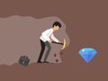 Concept of a businessman digging and mining to find bitcoin vector illustration. Business man mining to find bitcoins Royalty Free Stock Photo