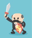 Concept Businessman holding a sword fight Royalty Free Stock Photo