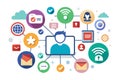 Concept of a busy and interconnected digital world
