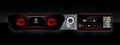 The concept car instrument panel, red backlight and a additional display settings of the car. Engine start and auto start button.