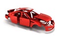 Concept car painted red body and primed parts near on w Royalty Free Stock Photo