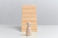 The concept of career development in corporations in business. Wooden blocks on a white background background