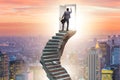 Concept of career ladder and door with businessman Royalty Free Stock Photo