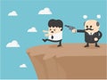 Concept cartoon businessman being forced .illustration