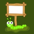 Concept of centipede with blank wooden board.
