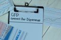 Concept of CFD - Contract For Difference write on paperwork isolated on Wooden Table Royalty Free Stock Photo