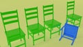 Concept of chairs in green and blue colors Royalty Free Stock Photo