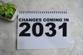 Concept of changes coming in 2031 write on book isolated on Wooden Table Royalty Free Stock Photo