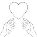 Concept of Charity and Donation. Hands Give Love. Give and share your love to people. Valentines Day. Vector illustration.