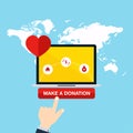 Concept for charity online service. Medical donations, internet