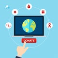 Concept for charity online service. Medical donations, internet