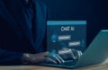 concept chatbot generates information. bot artificial intelligence open for customers. ai chat digital technology, business