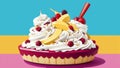 Cherry Delight Celebrating National Banana Split Day with a Playful Illustration.AI Generated Royalty Free Stock Photo