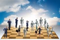 Concept of chess played by humans versus robots