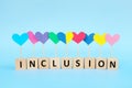 Concept of child with down syndrome social inclusion love equality and diversity. Royalty Free Stock Photo