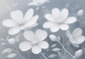 Childrens Illustration Of Abstract Gentle White Flowers, Cyber Silverpoint Impressionism. Great As Wallpaper, Backg. Generative AI