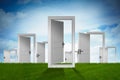 The concept of choice with many doors opportunity - 3d rendering Royalty Free Stock Photo