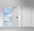 Concept of choice with many doors opportunity - 3d rendering Royalty Free Stock Photo