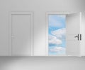 Concept of choice with many doors opportunity - 3d rendering Royalty Free Stock Photo