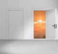 Concept of choice with many doors opportunity - 3d rendering Royalty Free Stock Photo