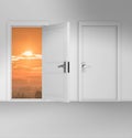 Concept of choice with many doors opportunity - 3d rendering Royalty Free Stock Photo