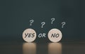 concept of choice yes or no on wooden. Business and lifestyle concept. Think With Yes Or No Choice, Business Choices For Difficult Royalty Free Stock Photo