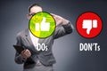 Concept of choosing between dos and donts Royalty Free Stock Photo