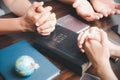 Concept of Christian ministry. Small groups pray together for Christian mission. Mission to spread the gospel and religion of Royalty Free Stock Photo