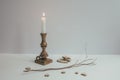 The concept of Christmas decor from natural materials. Christmas decor in eco-style. Selective focus. Horizontal.