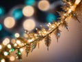 Christmas Lights On A Tree Branch. Generative AI Royalty Free Stock Photo