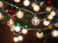 Christmas Lights On A Tree. Generative AI Royalty Free Stock Photo