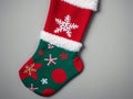 A Christmas Stocking With A Snowfl On It. Generative AI