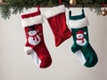 Christmas Stockings Hanging On A Tree. Generative AI