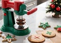 A Christmas-Themed Cookie Press Set, On A Kitchen Counter. Generative AI