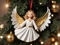 A Christmas Tree With A Gold Angel Orname. Generative AI