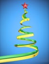 Concept christmas tree with red star at blue background Royalty Free Stock Photo