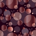 Concept circle planet seamless pattern. Rose gold and black color abstract geometric design element