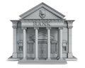 Concept of classic bank building in grey tones, front view