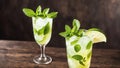 Classic Mojito with a Muddler for National Mojito Day.AI Generated
