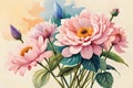 Classical vintage floral greeting card, watercolor bouquet of. Generative AI Royalty Free Stock Photo