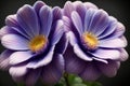 A Close Up Of Two Purple Flowers On A Black Background. Generative AI Royalty Free Stock Photo
