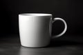 Close up of white tea mug mockup coffee cup ceramic blank, isolated white. Generative AI