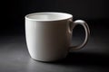 Close up of white tea mug mockup coffee cup ceramic blank, isolated white. Generative AI