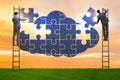 Concept of cloud computing with jigsaw puzzle Royalty Free Stock Photo