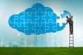 Concept of cloud computing with jigsaw puzzle Royalty Free Stock Photo