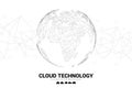 World Globe with cloud icon polygon dot connected line. Royalty Free Stock Photo